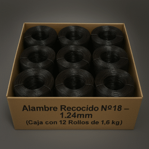 Alambre Recocido Nº18 - 1.24mm (Caja con 12 Rollos de 1.6 kg)